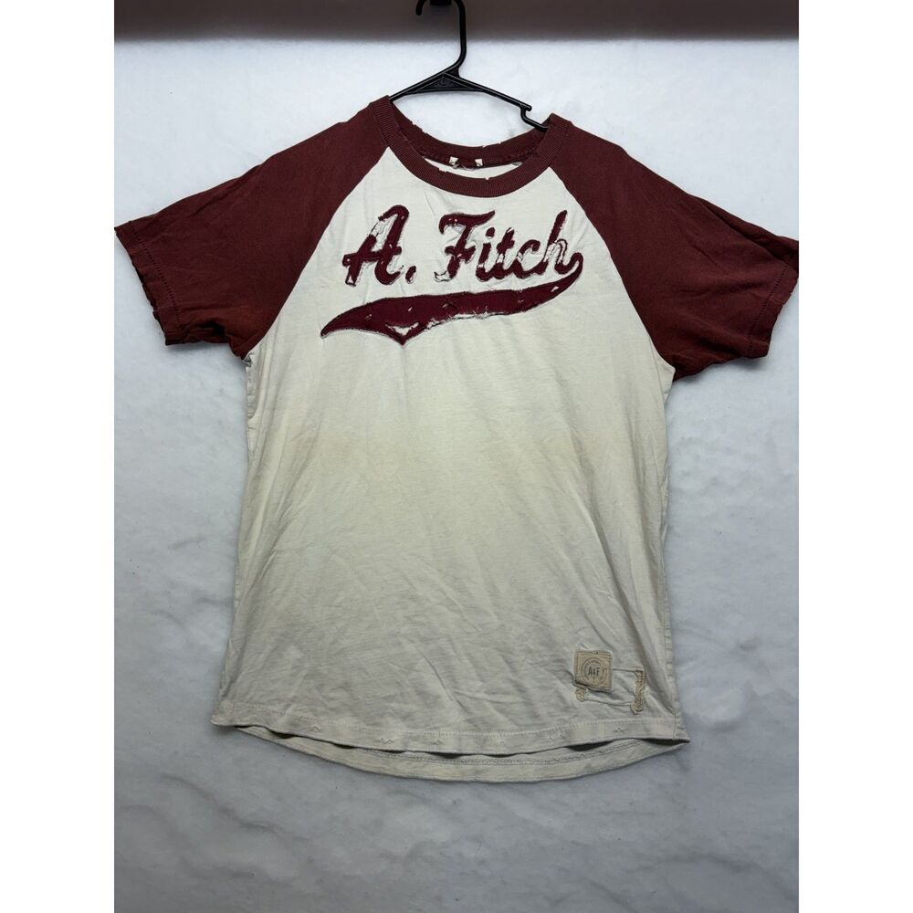 vintage y2k abercombie and fitch raglan t shirt distressed lettering large